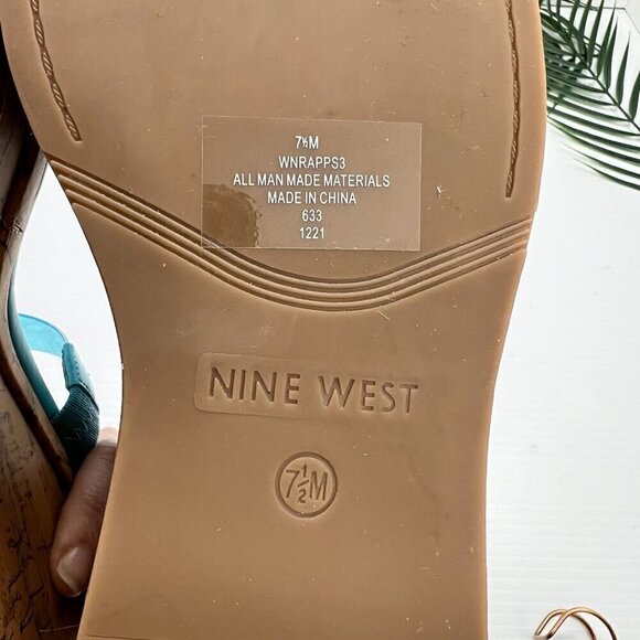 Nine West Rapps 2-Strap Platform Wedge Sandal Size 7.5M Turquoise Blue - Picture 12 of 12